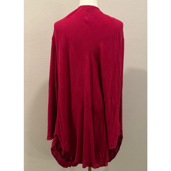 GreaterGood Scarlet Dragonfly Pink Megenta Tunic Top 4X Long Sleeve Embroidered - Picture 3 of 11